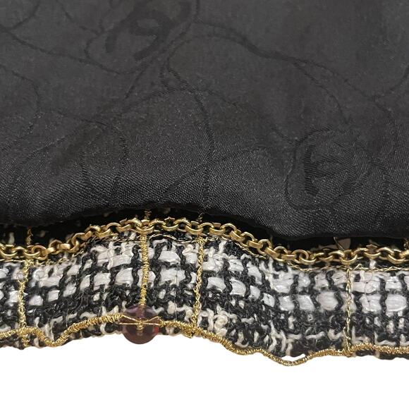 Chanel 05 Black White Plaid Tweed Sequin Jacket FR 40 | Gold Buttons Blazer Rare - Picture 12 of 16